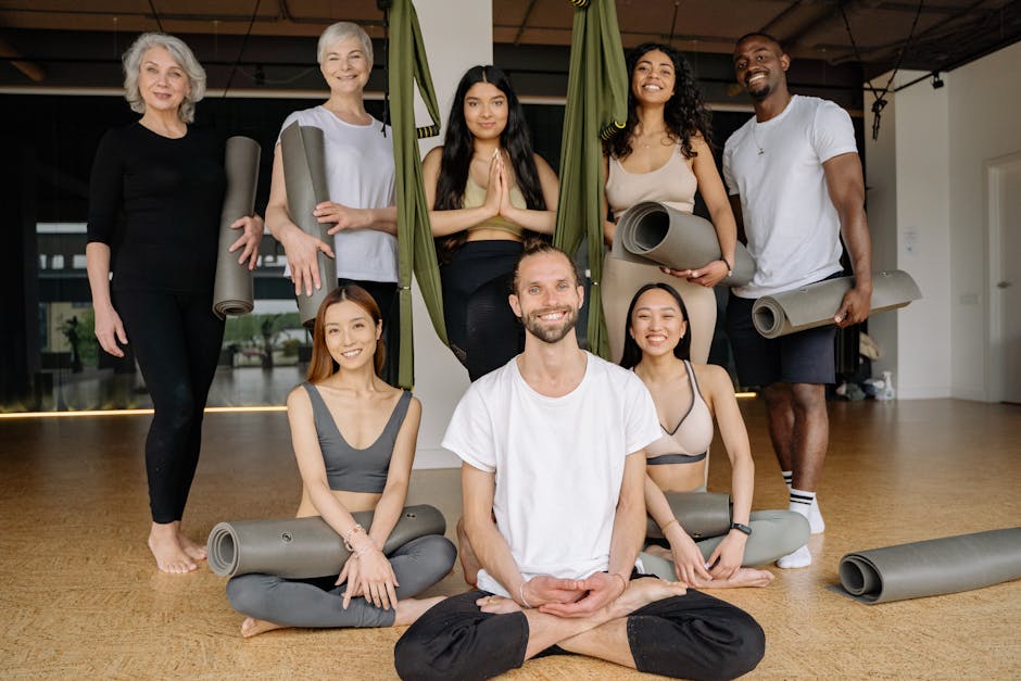 Experienced yoga instructor smiling